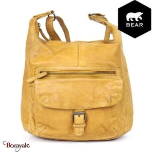 Sac bandoulière Bear Design en Cuir de vachette lavé Tabac Collection : Lavato