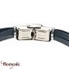 Bracelet homme Apollon, acier et cuir italien bleu