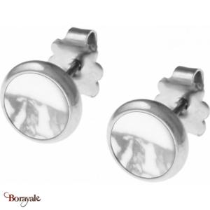 Boucles d'oreilles Howlite, Collection: Cabochon YOLA