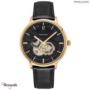 Montre PIERRE LANNIER Collection TRIO doré cuir automatique Homme