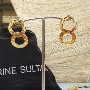 Boucles d'oreilles, deux anneaux martelés doré à l'or fin KARINE SULTAN E50917-1