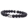 Pierre de lave: Bracelet Skull Pierres fines 8 mm PPJ Taille M
