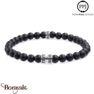 Onyx mat: Bracelet Pierres fines 6 mm PPJ Taille M