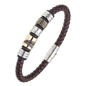 Bracelet All Blacks bijoux Homme acier et cuir 682346