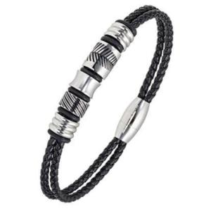 Bracelet All Blacks bijoux Homme acier et cuir 682347