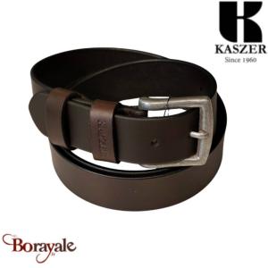 Ceinture Kaszer Indiana en cuir de buffle pleine fleur marron foncé ciré