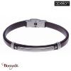 Bracelet Acier et cuir marron italien, Collection: cuir et acier APOLLON