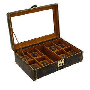 Coffret boite 8 montres, Friederich 1923 série cubain à fenêtre, marron 27022-1