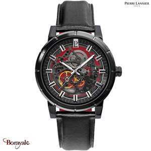 Montre PIERRE LANNIER Collection AUTOMATIQUE noir cuir  Homme