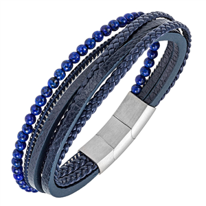 Bracelet All Blacks bijoux Homme acier et cuir 682365