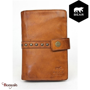 Portefeuille Bear Design en Cuir de vachette lavé Cognac Collection : Lavato