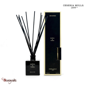 Diffuseur Mikado Premium 100ml Cereria Molla Bois de santal et fève de Tonka