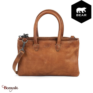 Sac à main mini Bear Design en Cuir de vachette grainé Cognac Collection : Calli