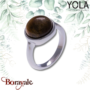 Bague Yola Nature Cabochon Œil de tigre Acier poli IG-119-54