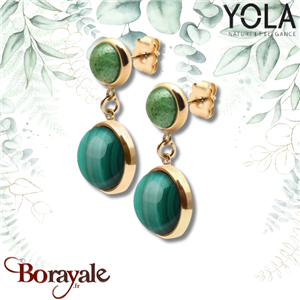 Boucles d'oreilles zoïsite et malachite, Collection: Cabochon YOLA