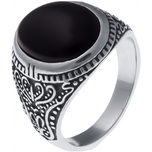Chevalière Apollon acier et onyx Homme  IH-110-60