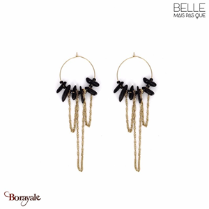 Boucles d'oreilles Belle mais pas que, Naomie chaînes, Noire