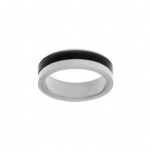 Bague Thabora homme acier argenté et noir T160586N-58
