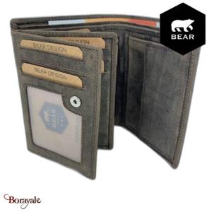 Portefeuille Bear Design en Cuir de vachette brut Brut Collection : brut