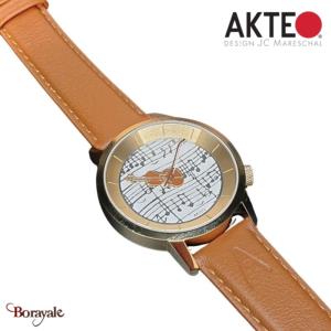 Montre AKTEO Art - Musique Violon Stradivarius 38 mm doré ronde AMu14