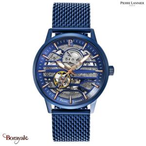 Montre PIERRE LANNIER Collection IMPACT Automatique Cadran Bleu Bracelet Acier 