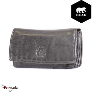 Portefeuille Bear Design en Cuir de vachette lavé Noir Collection : Lavato