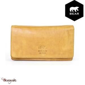 Portefeuille Bear Design en Cuir de vachette lavé Tabac Collection : Lavato