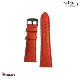 Bracelet de montre TEKDAY Cuir rouge, boucle noire 675869