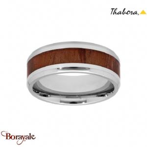 Bague Thabora acier homme et bois sous résine T66 - réf. T160319-66
