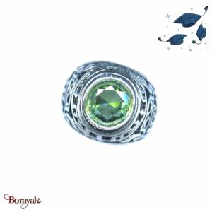 Bague universitaire américaine Malte vert en acier inoxydable Taille : 58