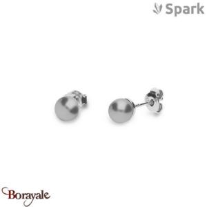 Boucles d'oreilles SPARK With EUROPEAN CRYSTALS : Pearls 6 mm - Nuit d'argent