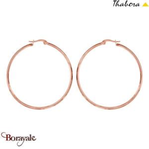 Boucles d'oreilles THABORA créoles simples fils ronds, 50 mm acier rose doré