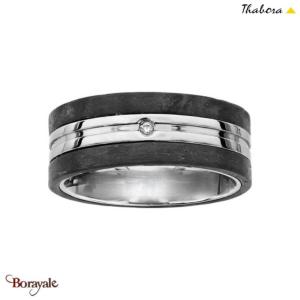 Bague THABORA Homme acier et carbone carbone Taille 60