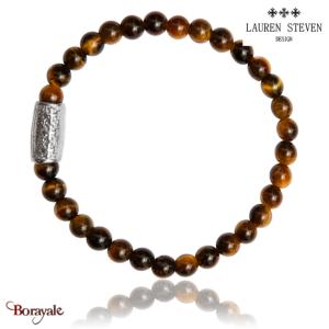 Bracelet Perles Lauren Steven Œil De Tigre Perles de 6 mm Taille M 19,5 cm