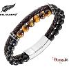 Bracelet All Blacks bijoux Homme cuir et pierre 2 rangs 682434