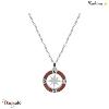 Collier THABORA Rose des vents acier et bois marron