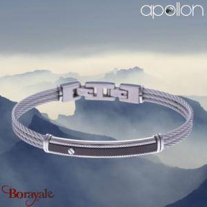 Bracelet homme Apollon, câble acier et noir