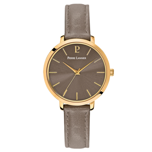 Montre PIERRE LANNIER Collection CHOUQUETTE doré Cadran Gris Bracelet Cuir Gris