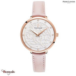 Montre PIERRE LANNIER Collection EOLIA doré rose cuir Femme