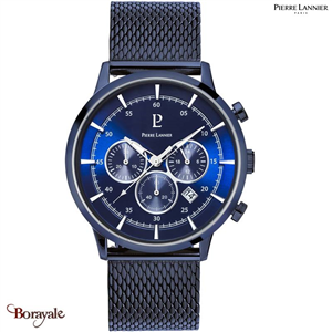 Montre PIERRE LANNIER Collection CAPITAL bleu milanais  Homme