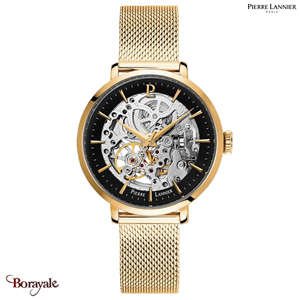 Montre PIERRE LANNIER Collection AUTOMATIQUE doré milanais  Femme