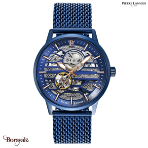 Montre PIERRE LANNIER Collection IMPACT Automatique Cadran Bleu Bracelet Acier 