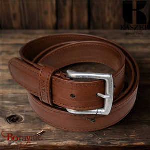 Ceinture KASZER Indiana en cuir de buffle pleine fleur marron foncé lisse - 5773