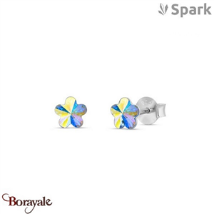 Boucles d'oreilles Spark Fleurette cristal autrichien sur argent A328AB