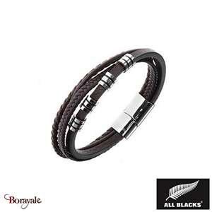 Bracelet  ALL BLACKS Acier et cuir 3389556822203 AB-682220
