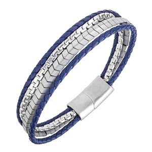 Bracelet All Blacks bijoux Homme acier et cuir 682282