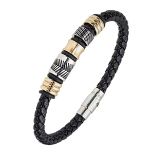 Bracelet All Blacks bijoux Homme acier et cuir 682345