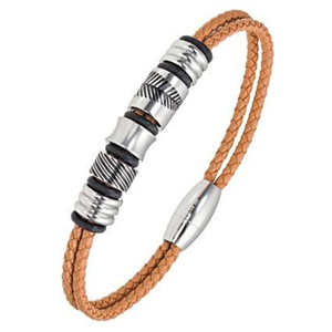 Bracelet All Blacks bijoux Homme acier et cuir 682348