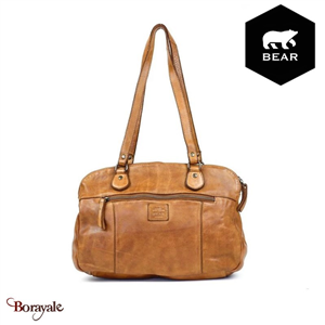 Sac à main Bear Design en Cuir de vachette lavé Cognac Collection : Lavato
