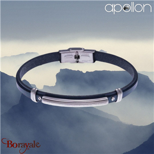 Bracelet cuir bleu italien, Collection: cuir et acier APOLLON